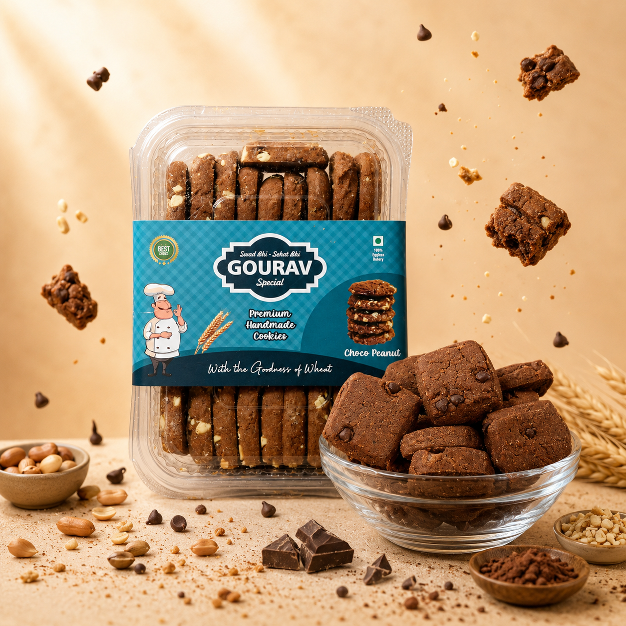 ChatGPT Image Jul 3, 2026, 11_22_25 PM GOURAV Special Premium Handmade Choco Peanut Cookies (200g) - Image 1